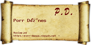 Porr Dénes névjegykártya